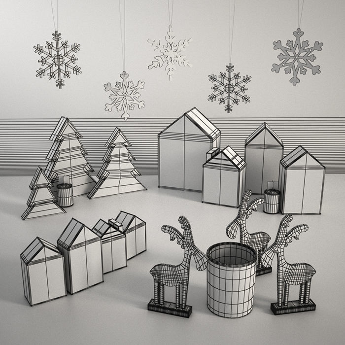Christmas Toys Wooden Set 3D model_2
