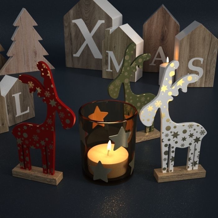 Christmas Toys Wooden Set 3D model_1