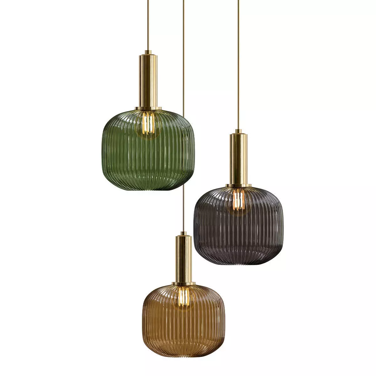 IRIC 1 three glass pendant lights hanging 3D model