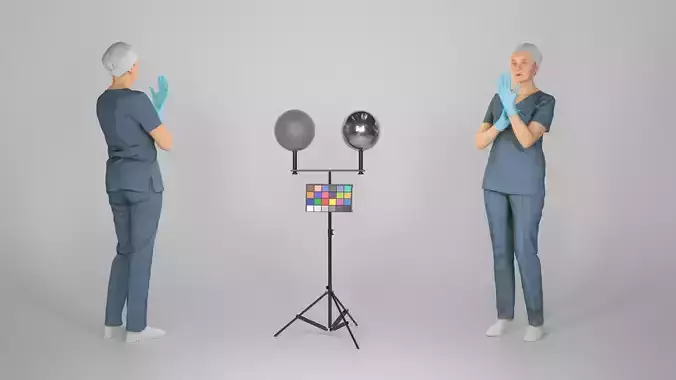 Female doctor putting on surgical gloves 246