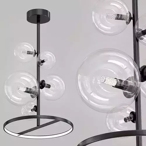 IONA B modern chandelier with glass bubbles hanging from it