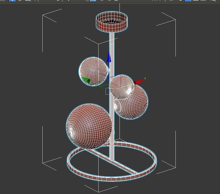 IONA B modern chandelier with glass bubbles hanging from it 3D model_1