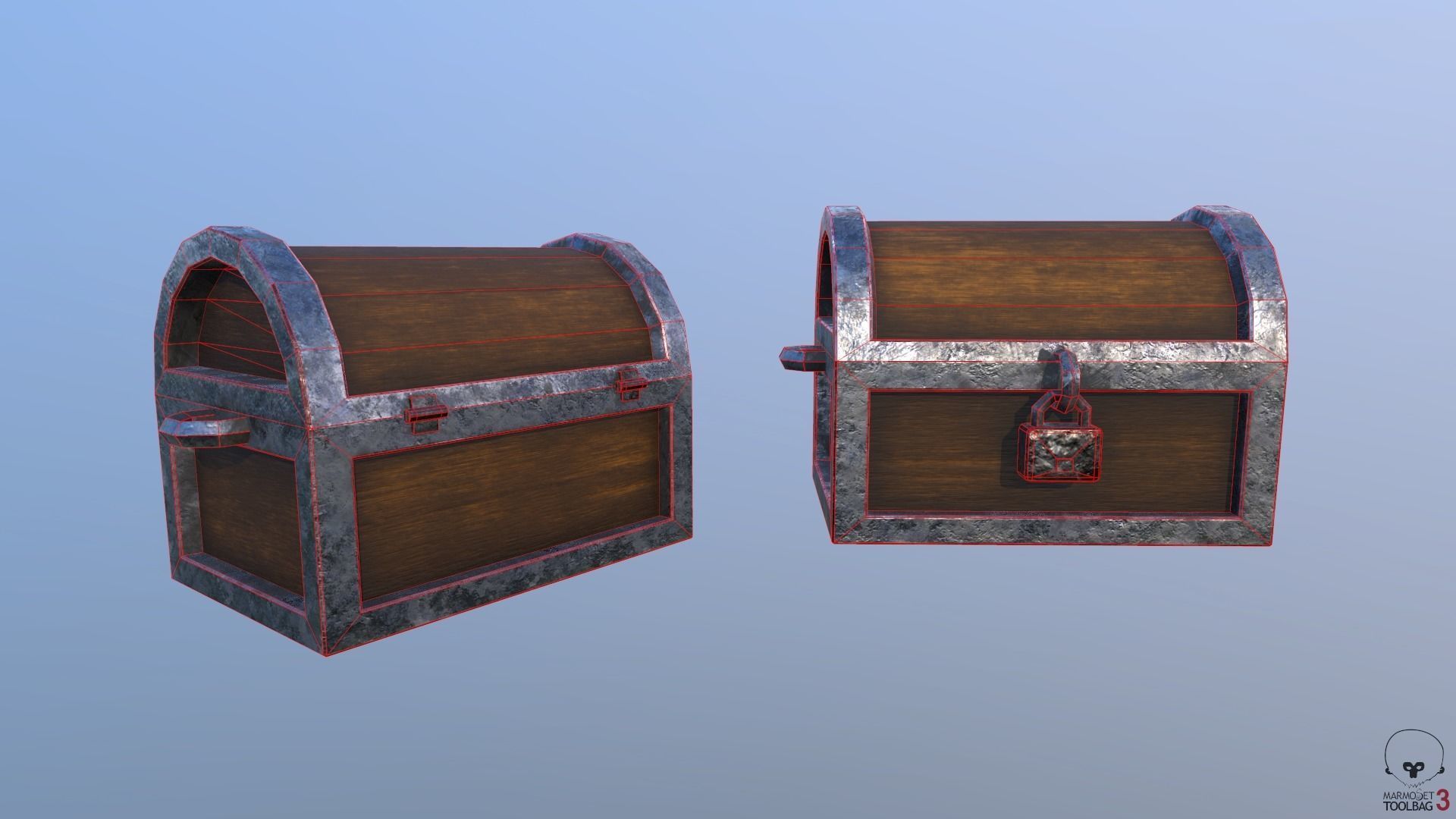 Medieval Chest Low-poly 3D model_1