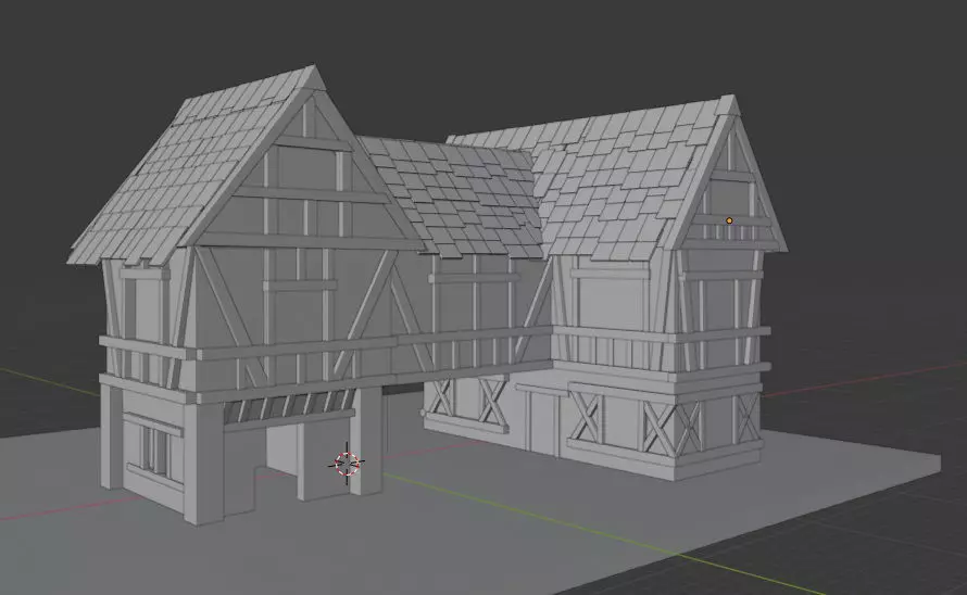 Medieval  house  Low-poly 3D model_0