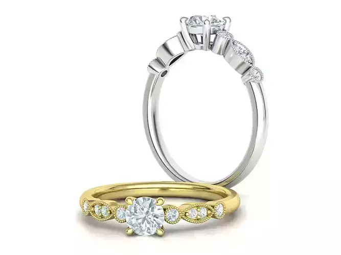 Vintage Milgrain Engagement ring 5mm Stone 3dmodel
