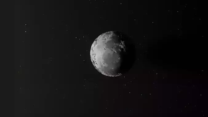 Realistic 3D Moon in space