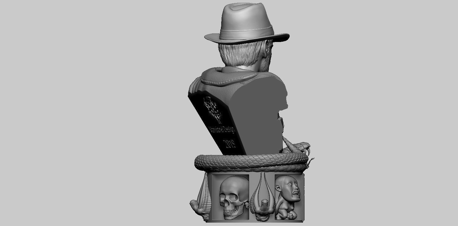Bust Indiana Jones 3D print model_3