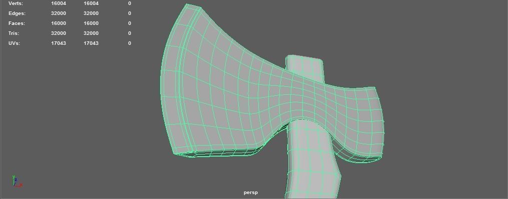3D Ax Model axe in middle of field Low-poly 3D model_4