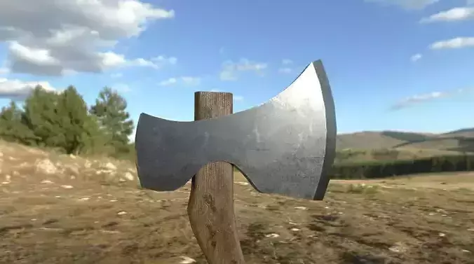 3D Ax Model axe in middle of field