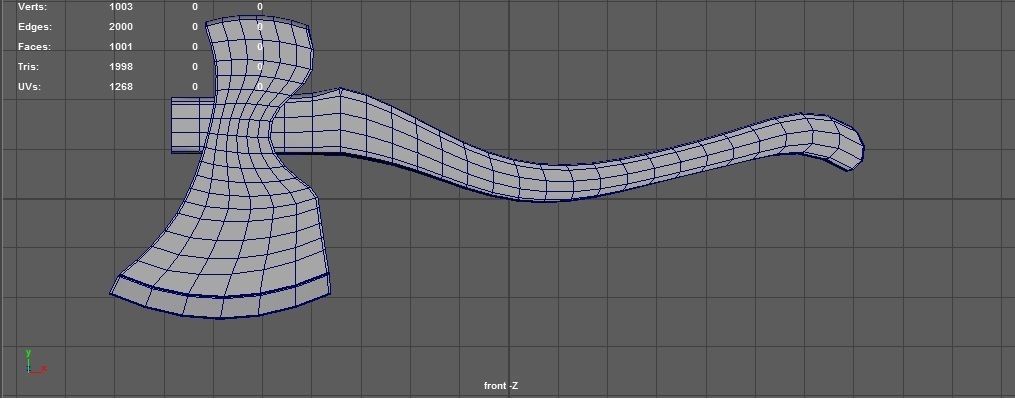 3D Ax Model axe in middle of field Low-poly 3D model_5