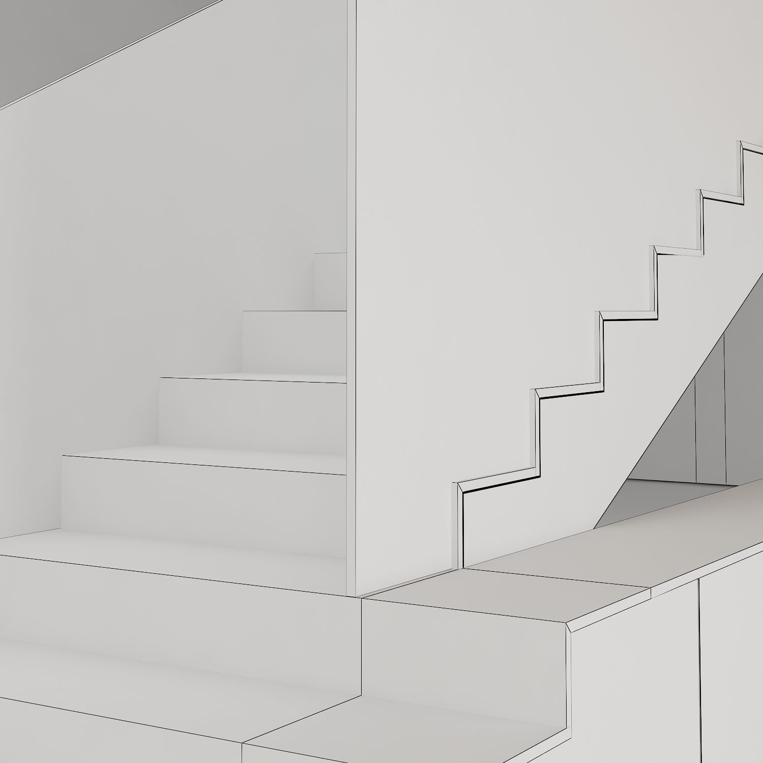 Stair-04 wooden staircase with glass railings 3D model_1