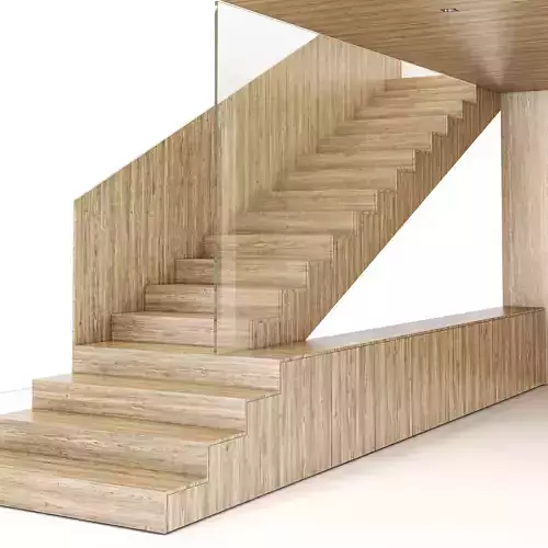 Stair-04 wooden staircase with glass railings