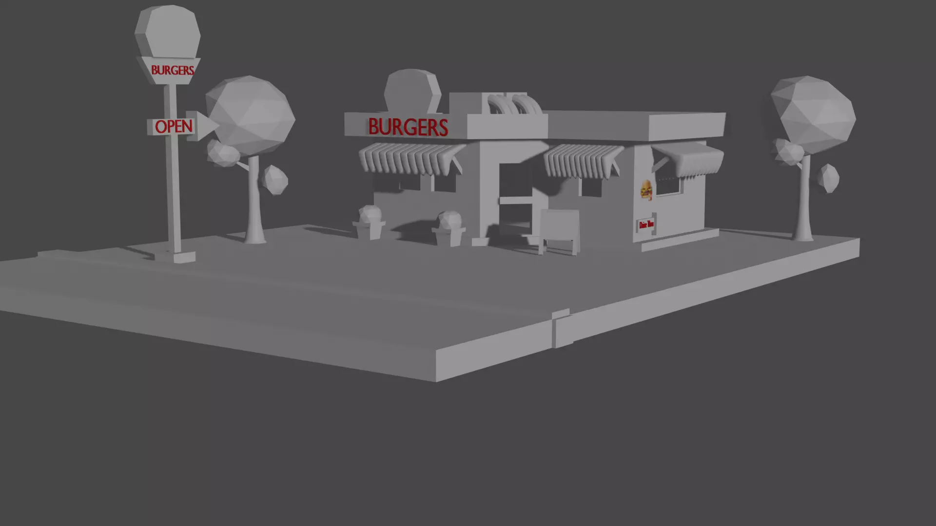 Burger Cafe Free 3D model_0