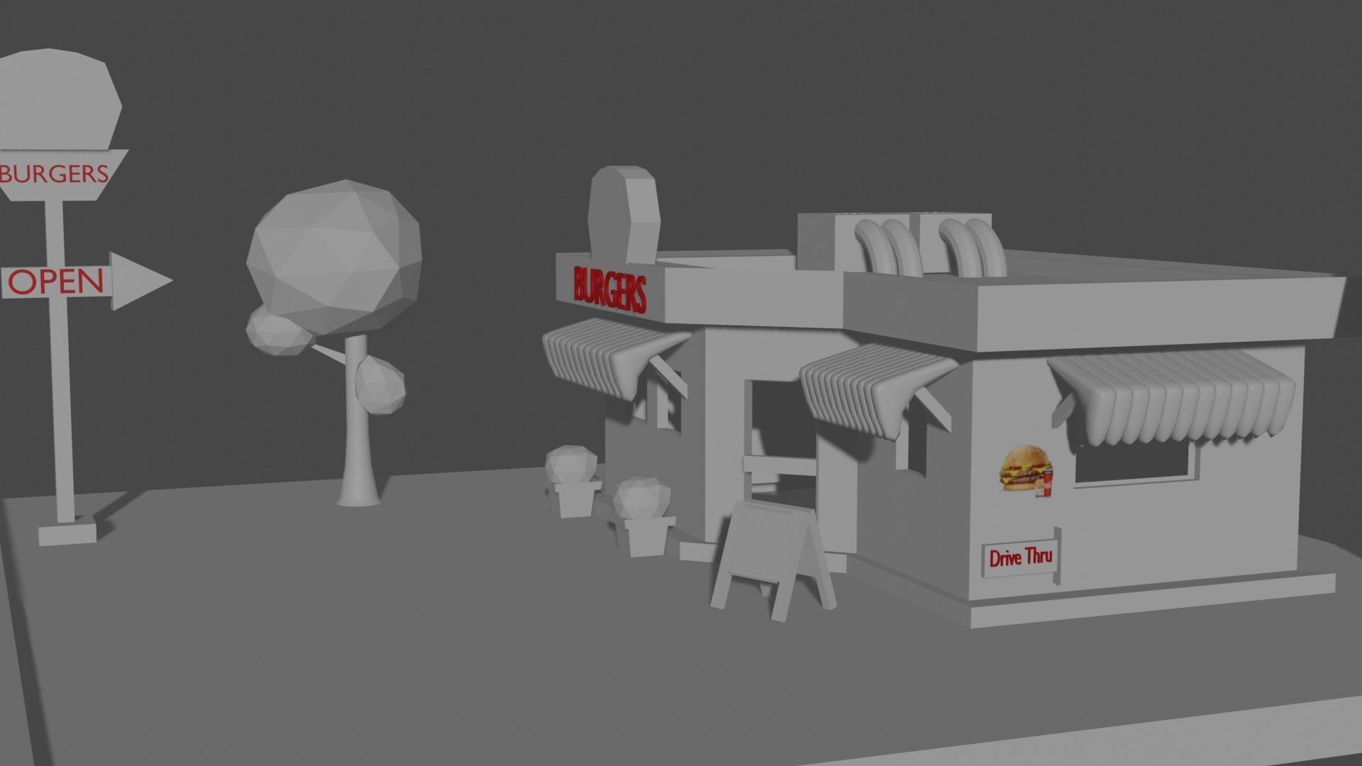 Burger Cafe Free 3D model_1