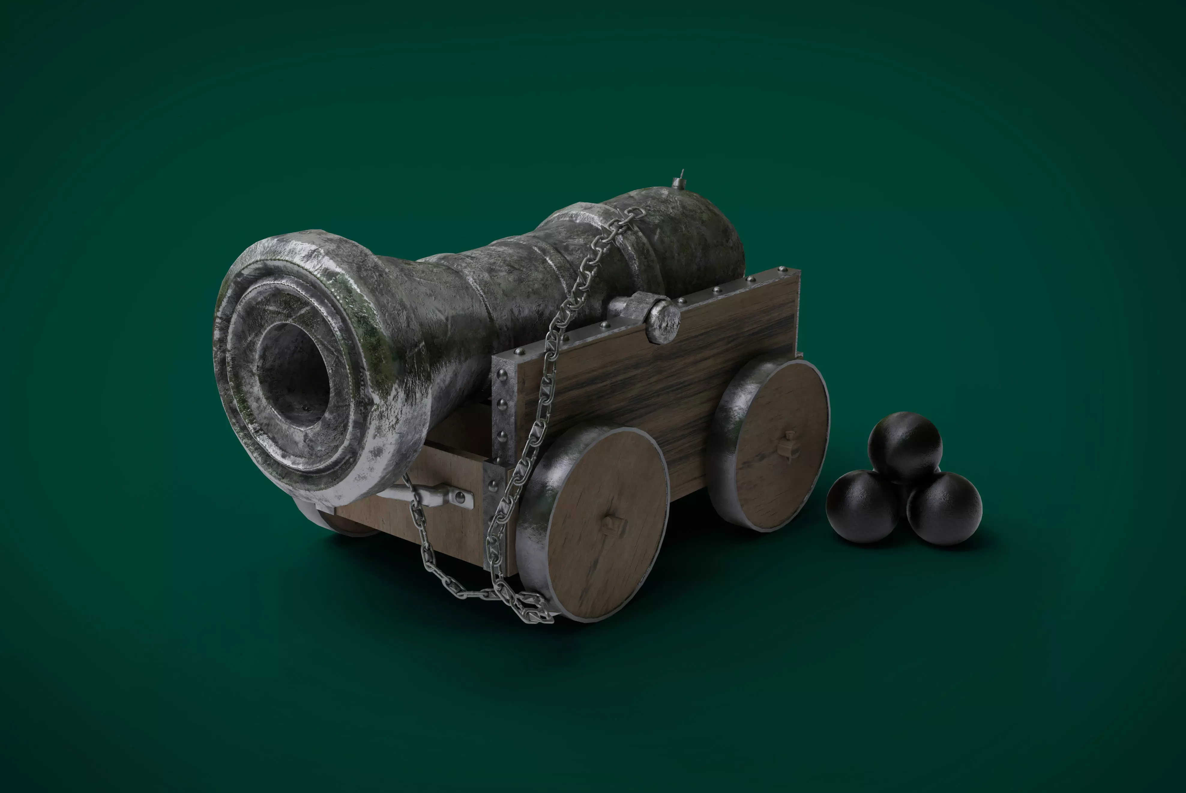 3D Old Vessel Cannon 3D model