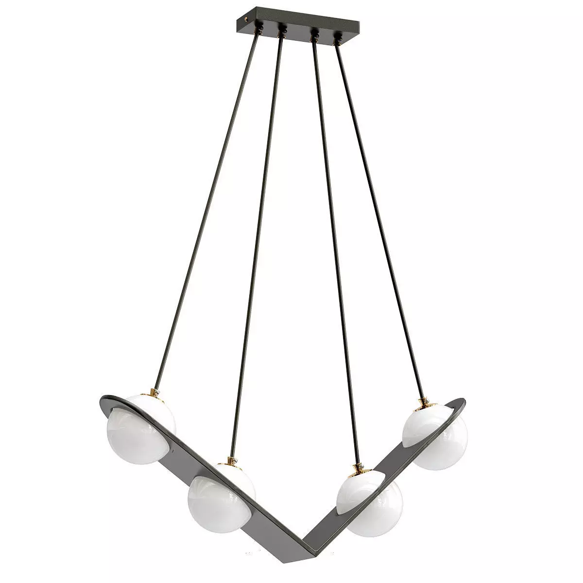 ANGLE pendant light with four balls hanging from it 3D model_0