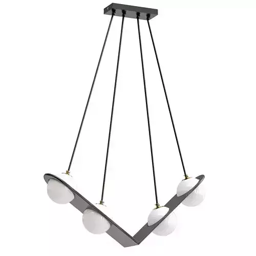 ANGLE pendant light with four balls hanging from it