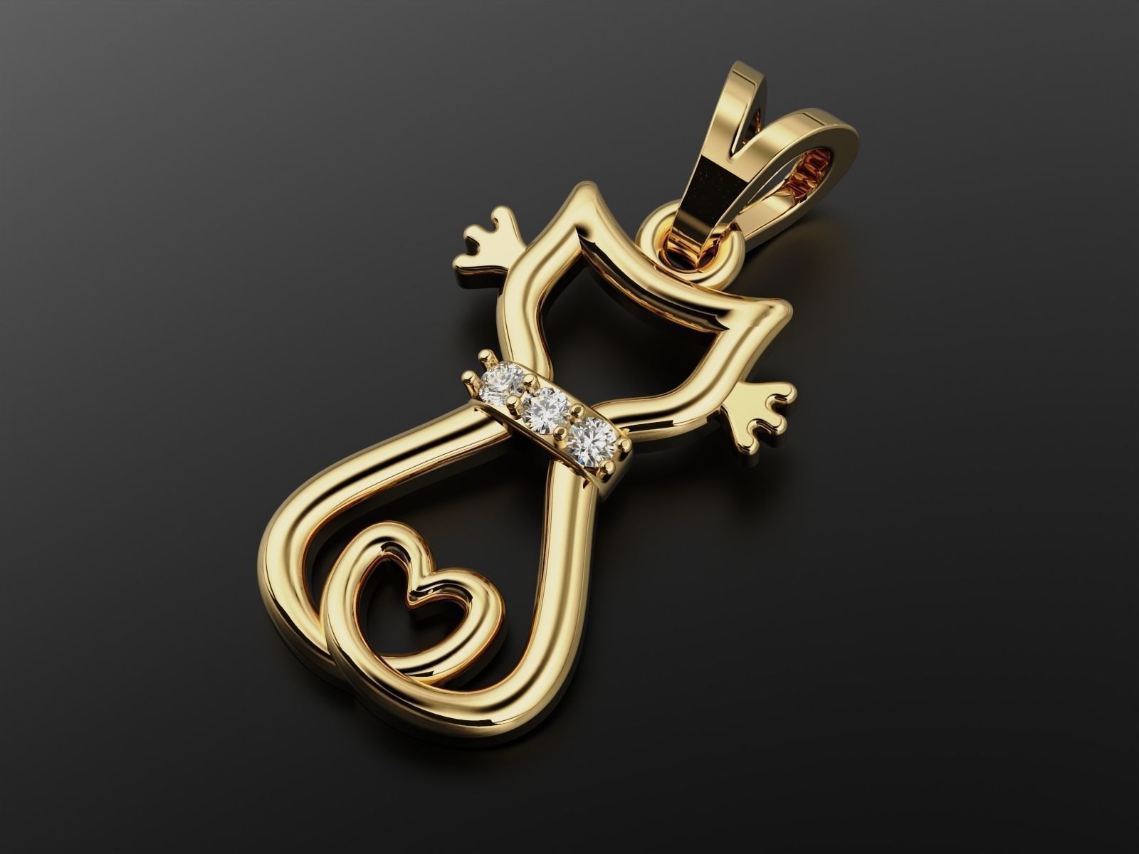 Pendant cat 2 3D print model_2