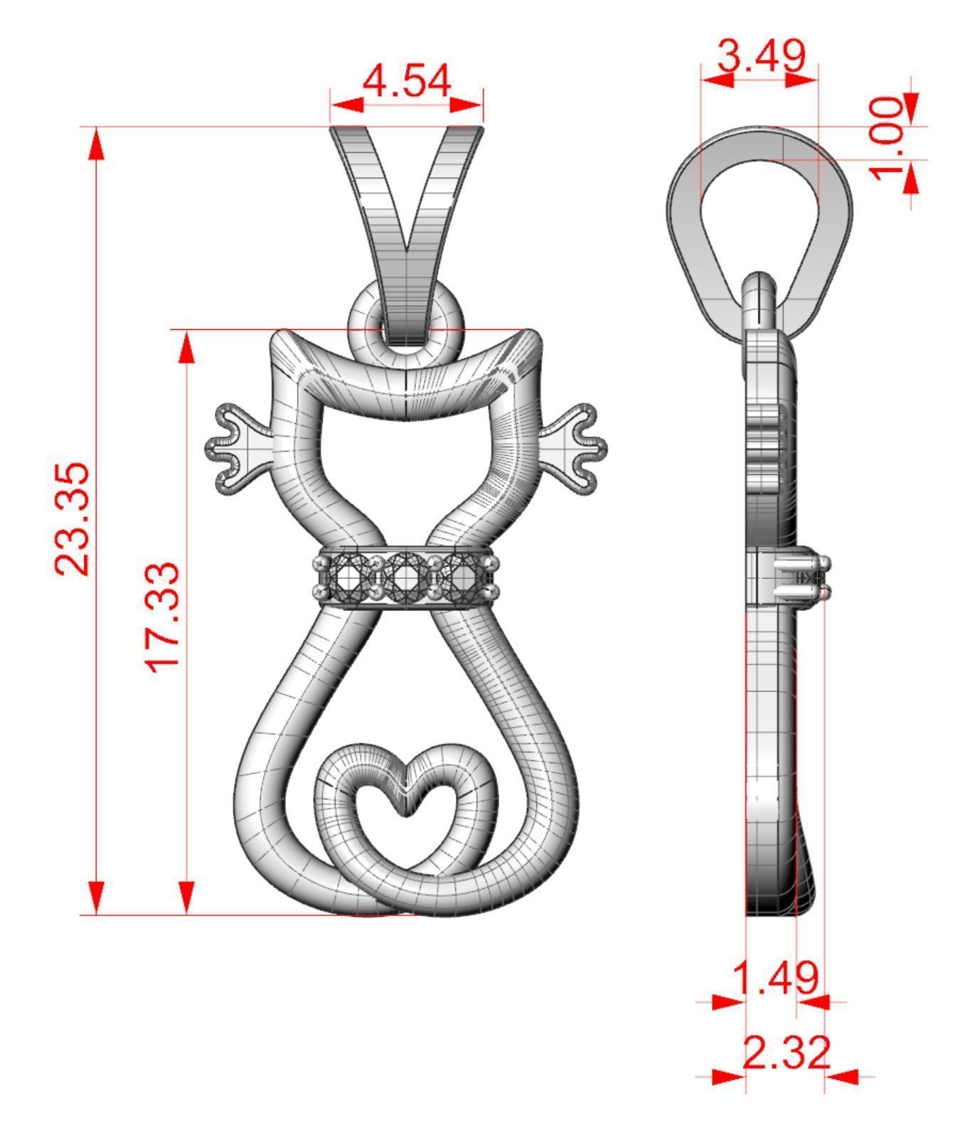 Pendant cat 2 3D print model_5