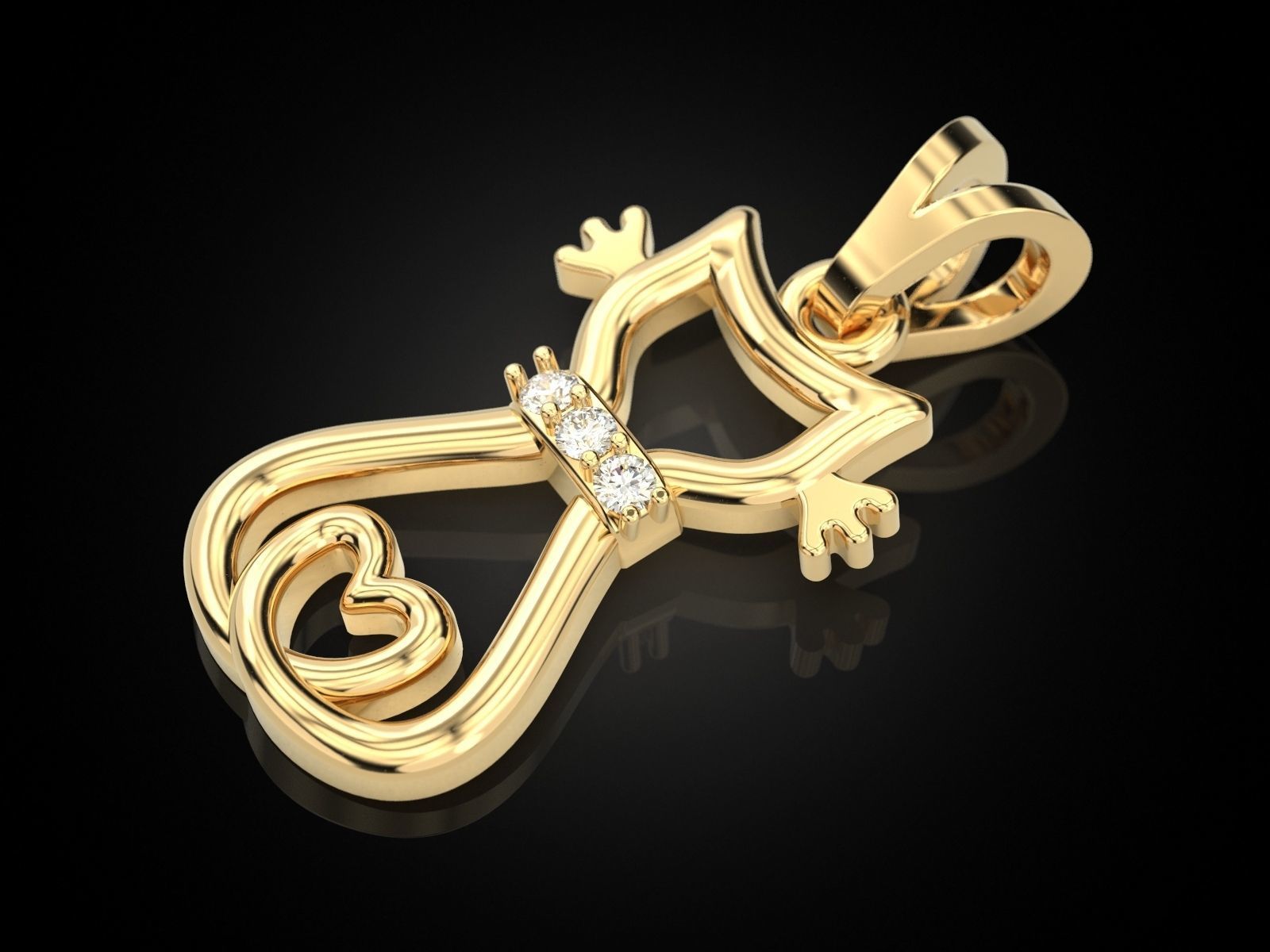 Pendant cat 2 3D print model_1