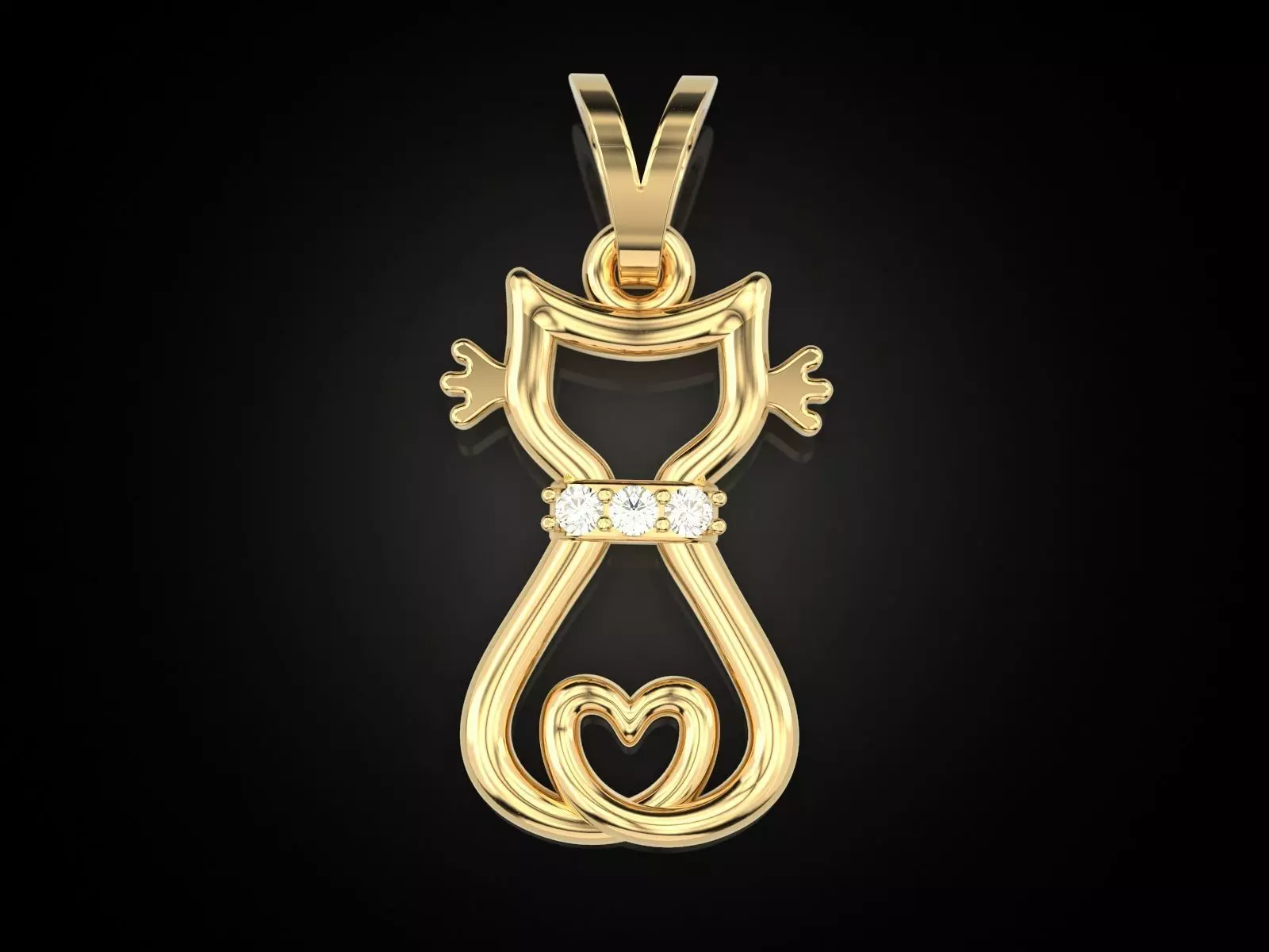 Pendant cat 2 3D print model_0