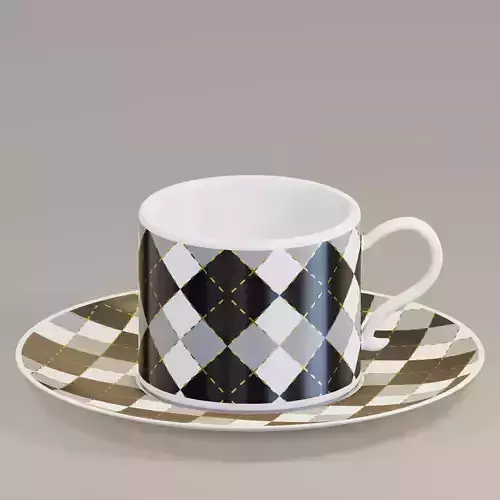 Tartan patterned cup 3D model