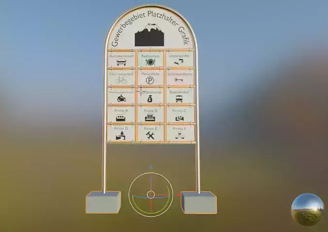 Company Signpost 3 Columns High-Poly Version