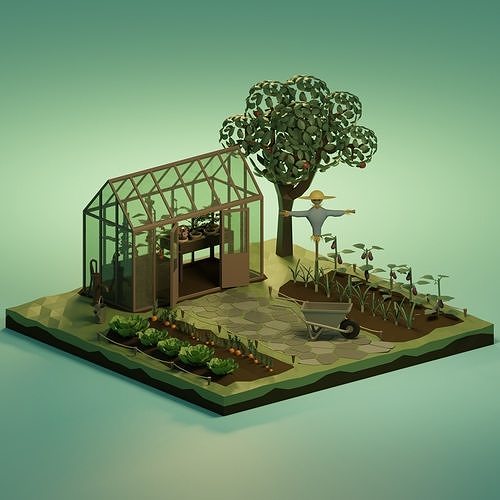 Vegetable garden Low-poly 3D model