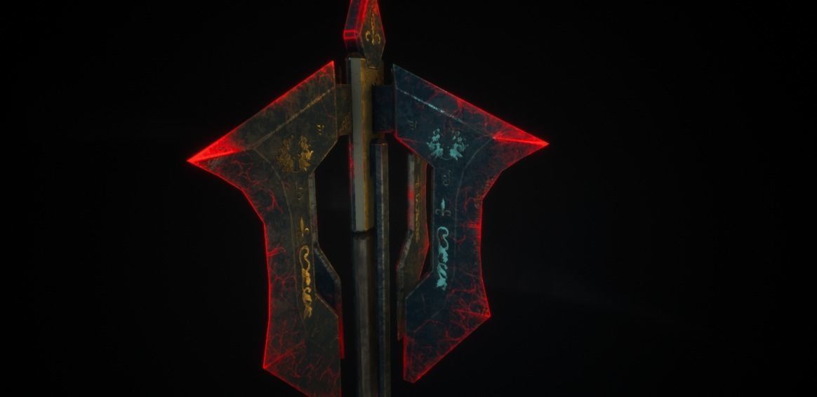 Medieval Axe - One hand - Magic - Weapons Low-poly 3D model_3