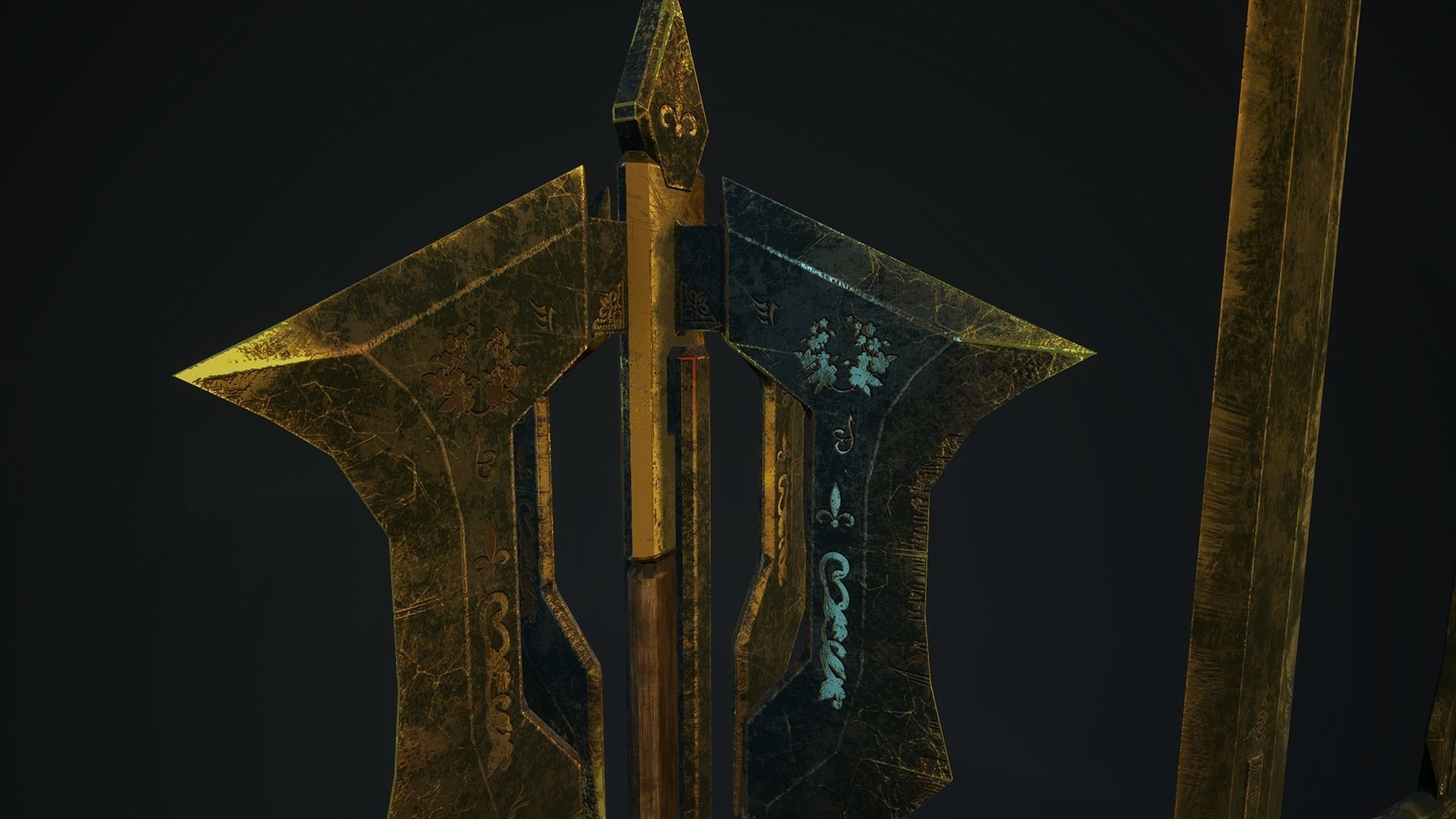 Medieval Axe - One hand - Magic - Weapons Low-poly 3D model_10