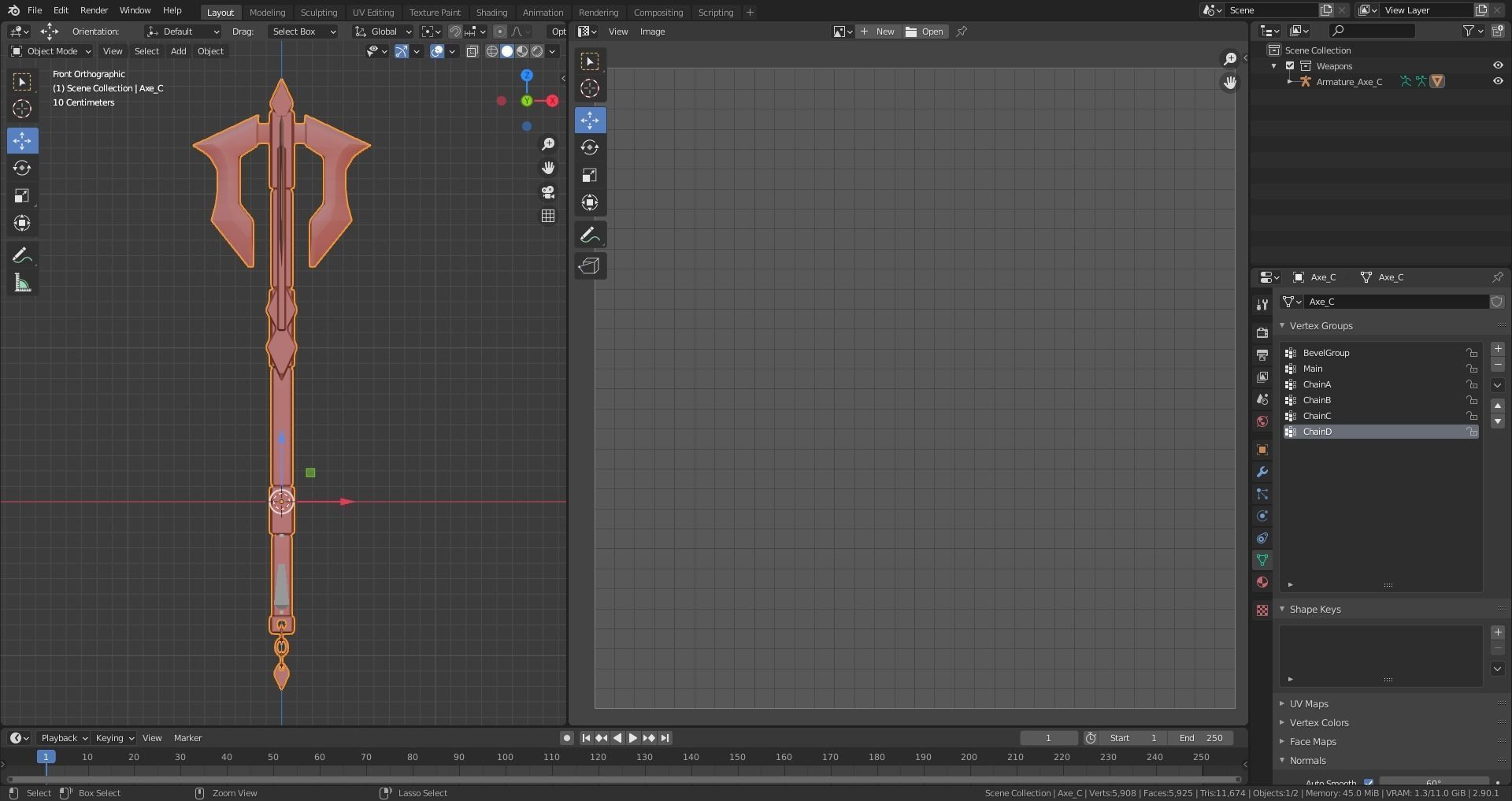 Medieval Axe - One hand - Magic - Weapons Low-poly 3D model_11