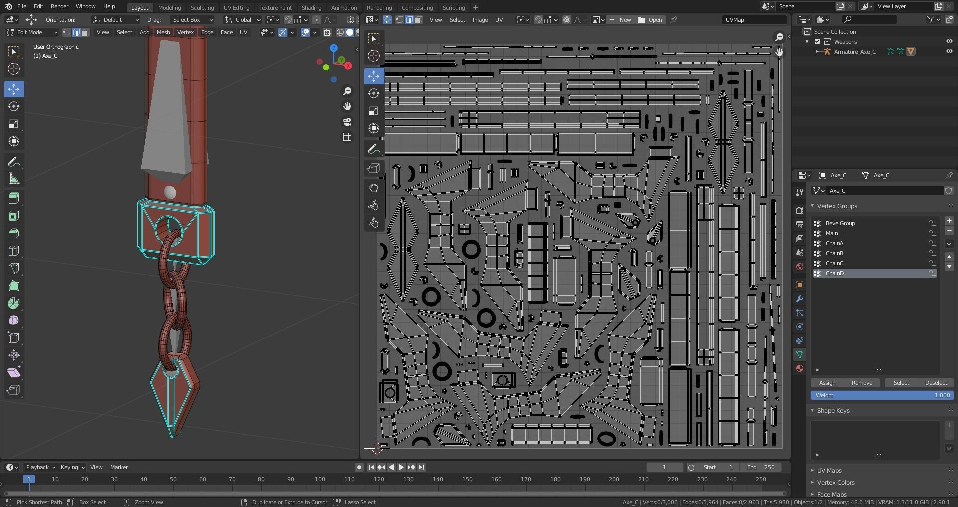 Medieval Axe - One hand - Magic - Weapons Low-poly 3D model_13