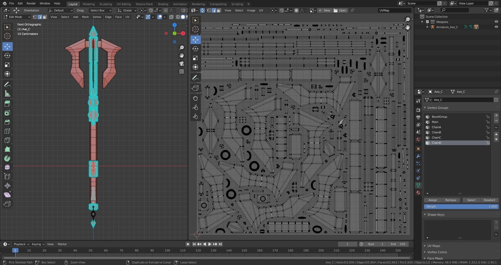 Medieval Axe - One hand - Magic - Weapons Low-poly 3D model_12