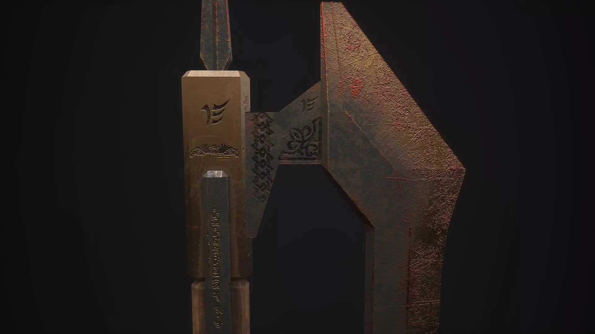 Medieval Axe - One hand - Magic - Weapons Low-poly 3D model_0