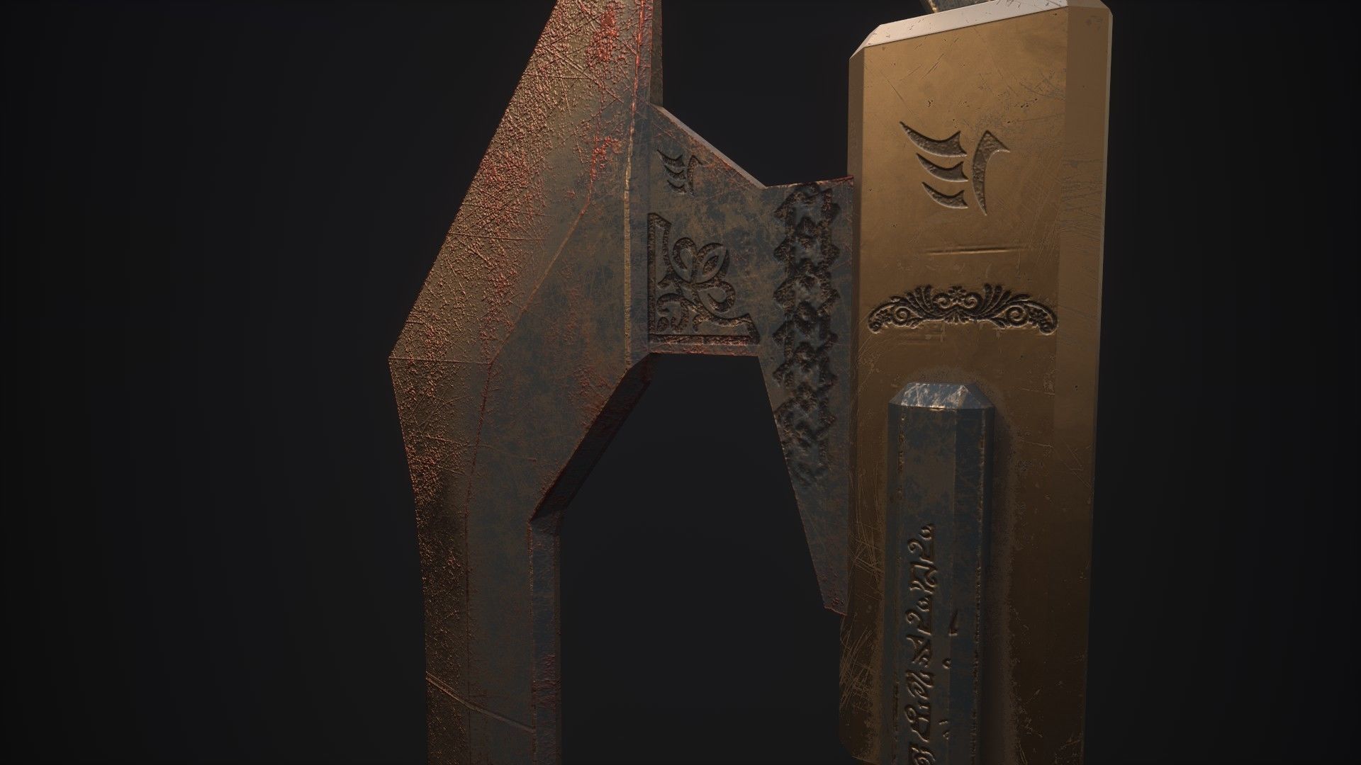 Medieval Axe - One hand - Magic - Weapons Low-poly 3D model_5