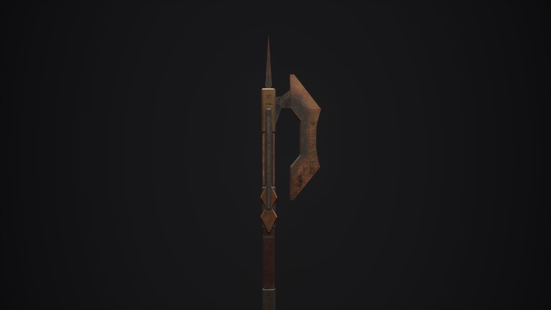 Medieval Axe - One hand - Magic - Weapons Low-poly 3D model_1