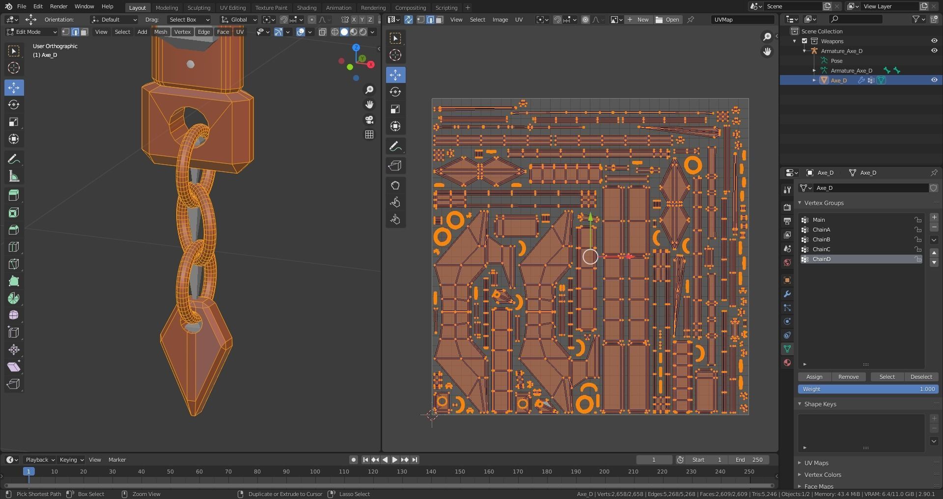 Medieval Axe - One hand - Magic - Weapons Low-poly 3D model_9