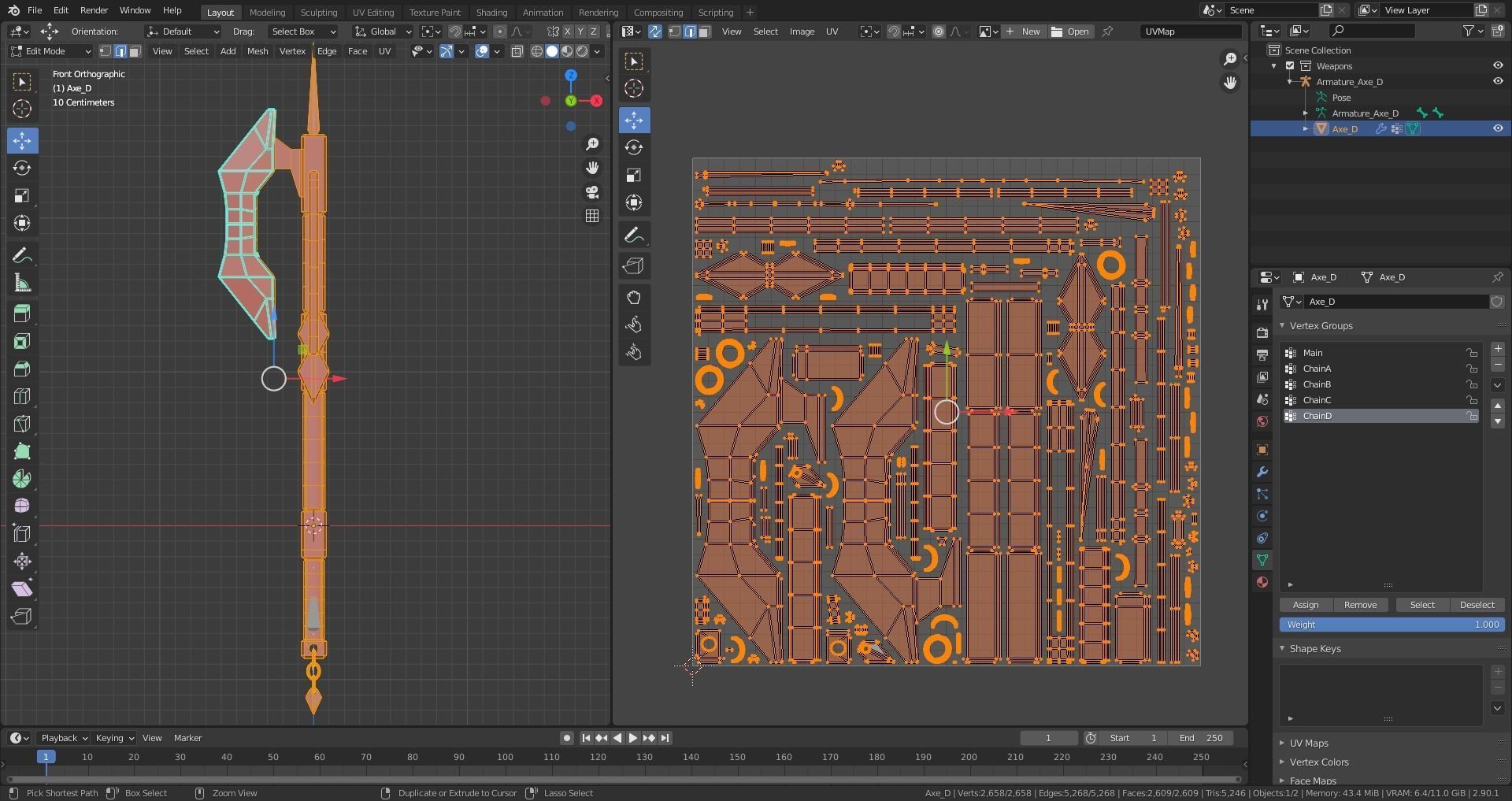 Medieval Axe - One hand - Magic - Weapons Low-poly 3D model_7