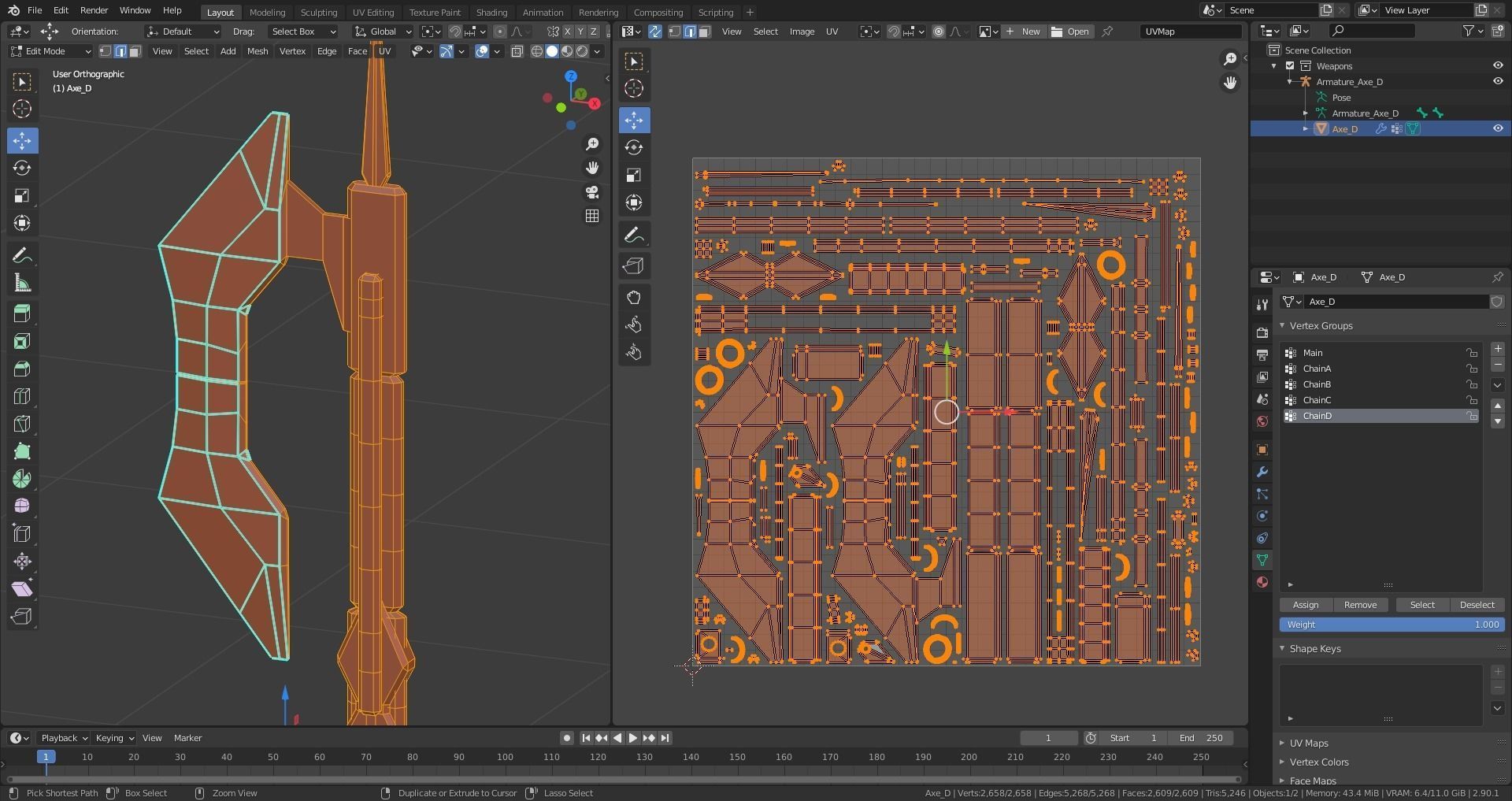 Medieval Axe - One hand - Magic - Weapons Low-poly 3D model_8