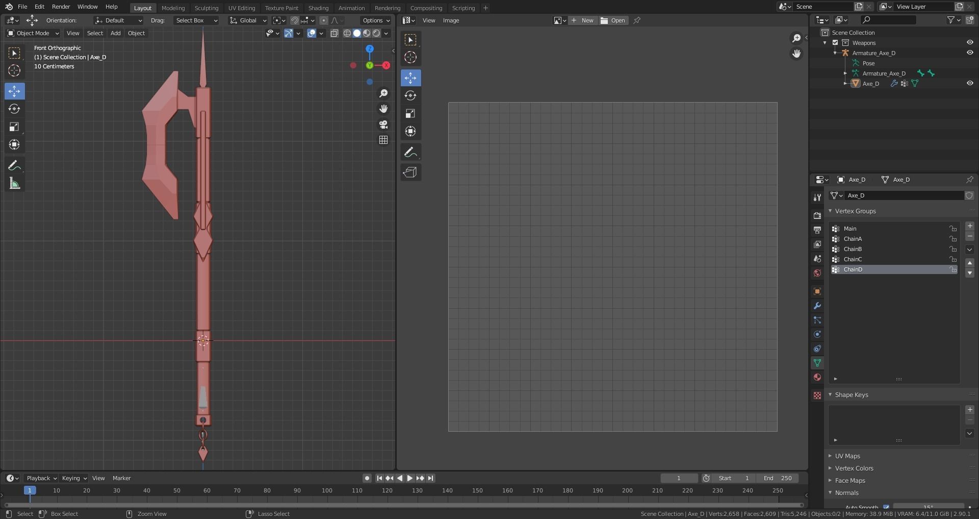 Medieval Axe - One hand - Magic - Weapons Low-poly 3D model_6