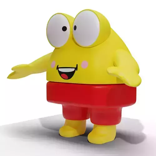 3D Cool Handsome Yellow Toy Character