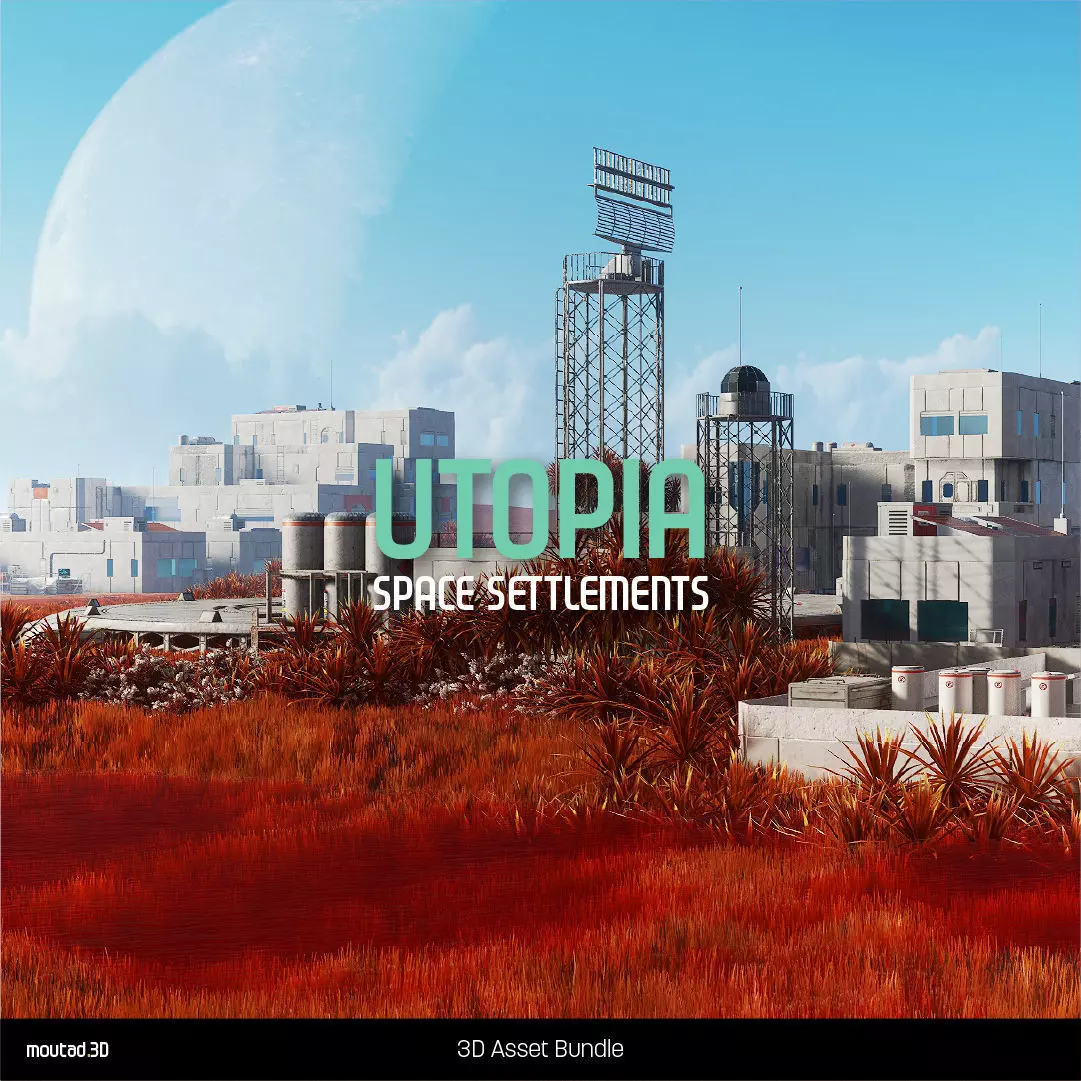 Space Settlements Low-poly 3D model_0