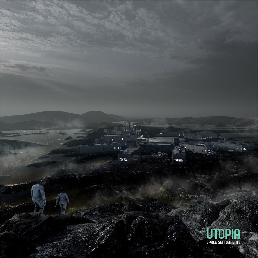 Space Settlements Low-poly 3D model_9