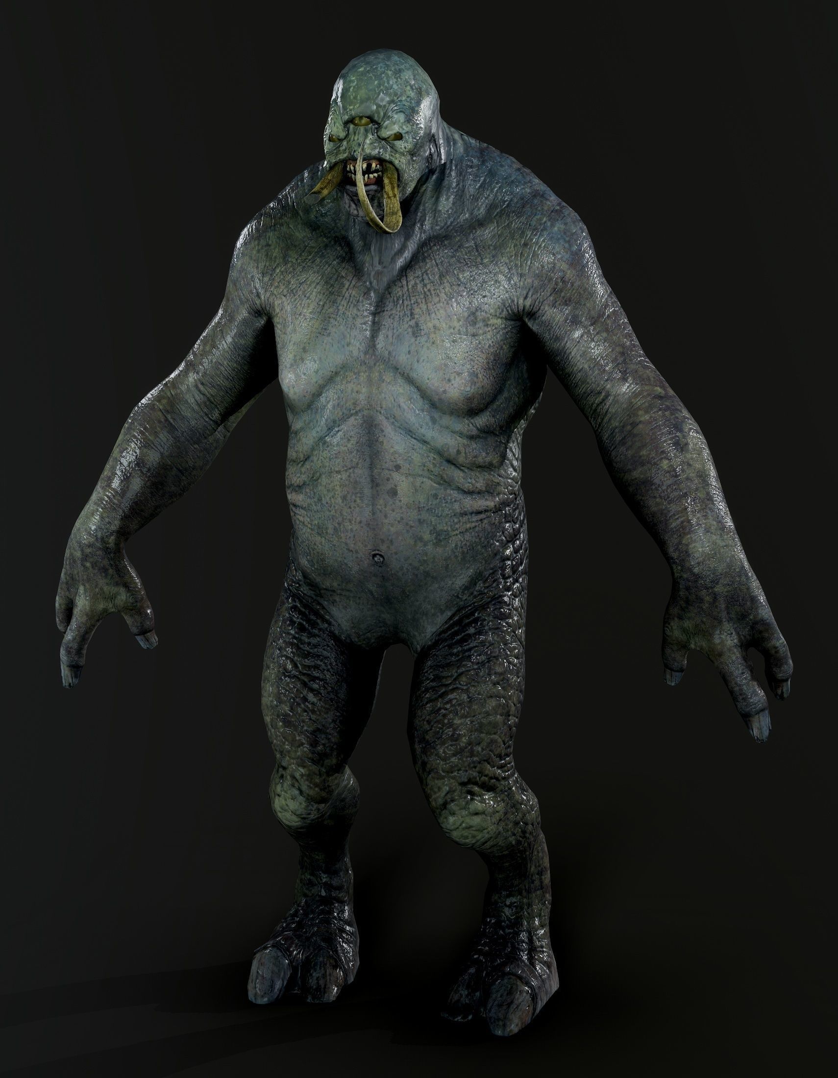 Monster-RIGGED creature with arms and legs Low-poly 3D model_2