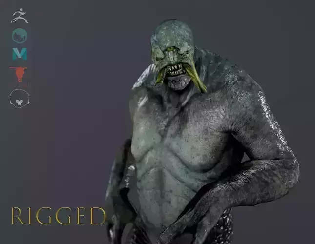Monster-RIGGED creature with arms and legs Low-poly 3D model