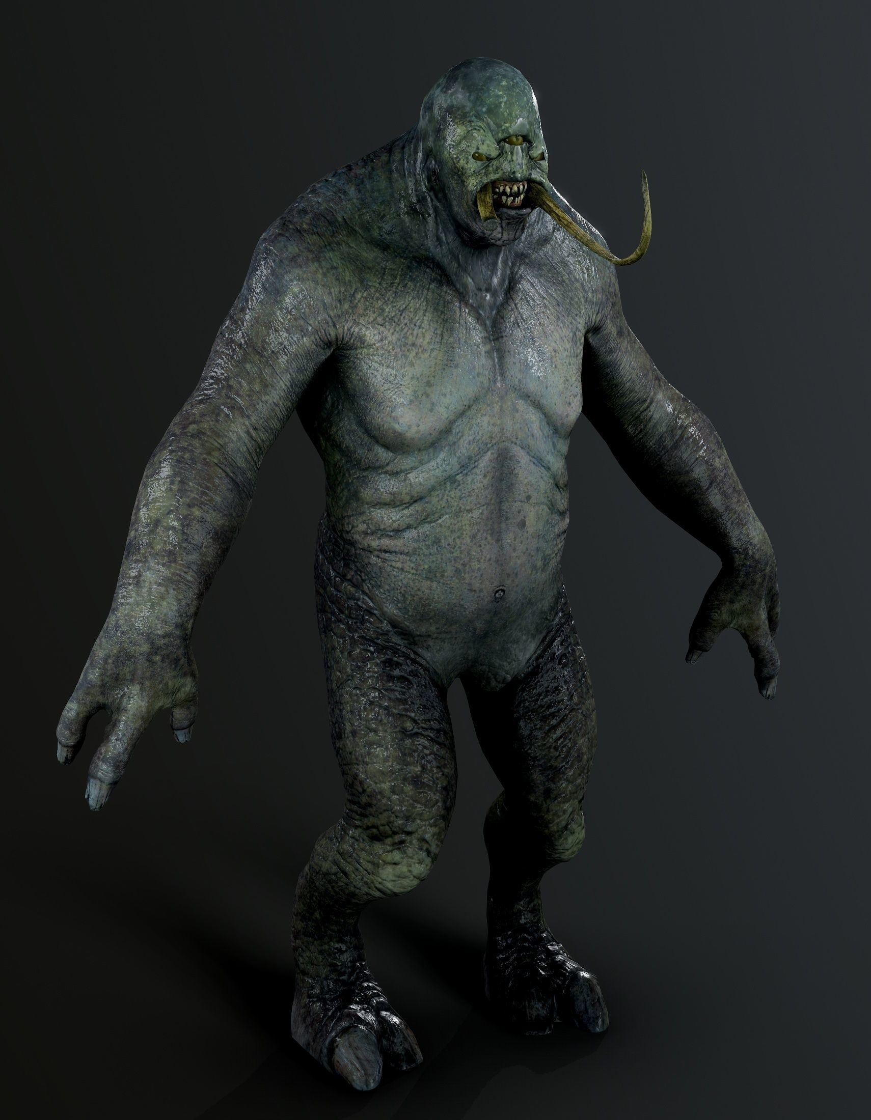 Monster-RIGGED creature with arms and legs Low-poly 3D model_6