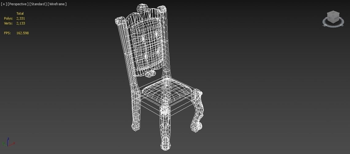 Vintage Dining Table set Low-poly 3D model_5