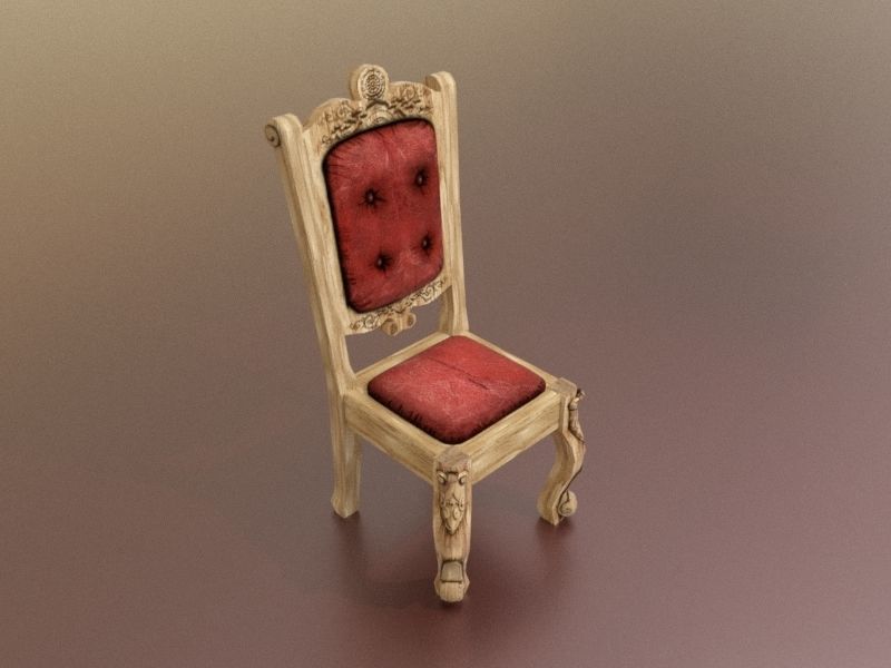 Vintage Dining Table set Low-poly 3D model_3