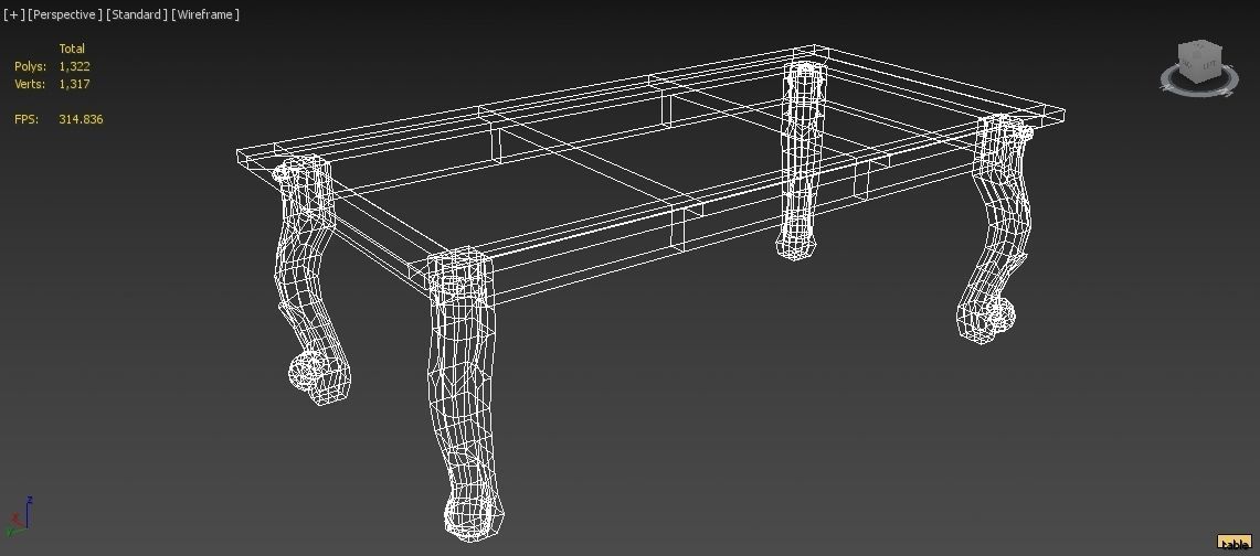Vintage Dining Table set Low-poly 3D model_11