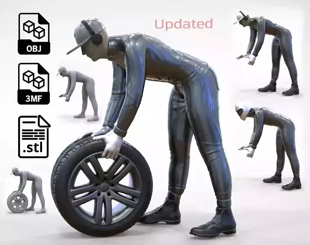N1 Mechanic or pit crew 1 64 Miniature 3D print model